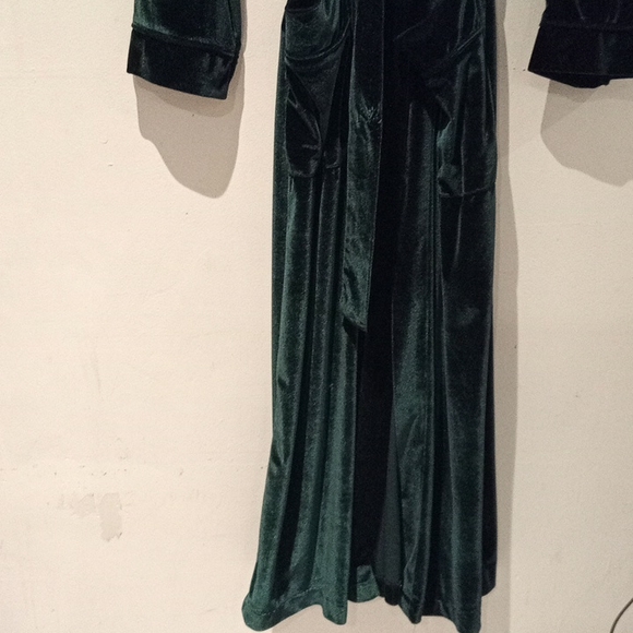 Forest Green velour vintage robe (Z10) - Picture 2 of 8